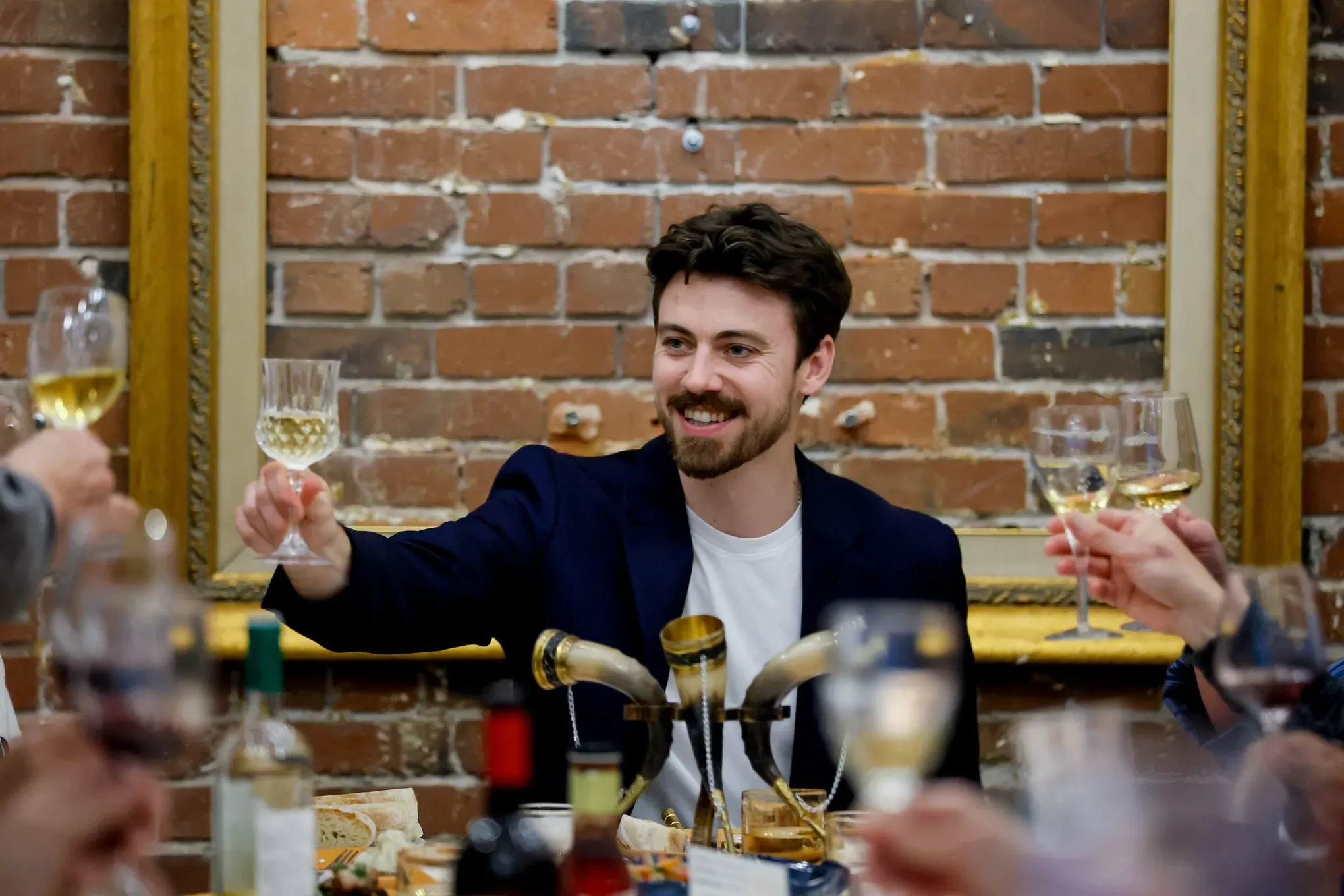 Daniel Padrnos toasting seattle times photo
