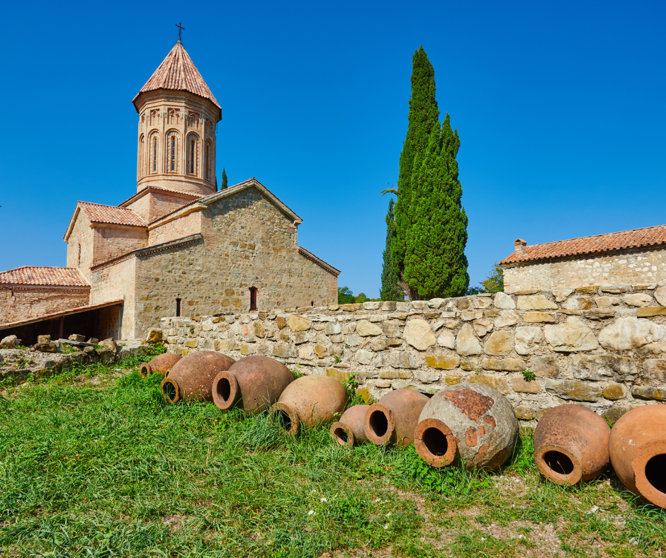 Qvevris near a church